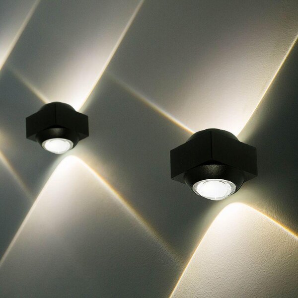 V-TAC mini 2W kültéri fali COB LED lámpa, 2 irányú szögletes, fekete házzal, meleg fehér - SKU 23028