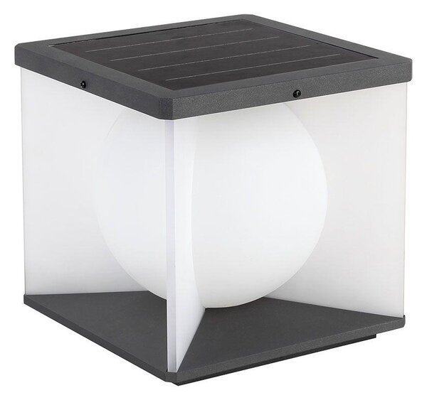V-TAC szögletes 19cm magas napelemes lámpa, távirányítóval, meleg fehér - SKU 23351