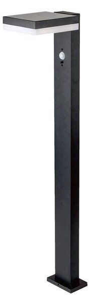 V-TAC szögletes fejű napelemes lámpa, 23cm magas, szenzorral, meleg fehér fénnyel - SKU 23398