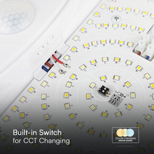 V-TAC 15W LED lámpa, mozgásérzékelővel, állítható színhőmérséklettel - SKU 23420