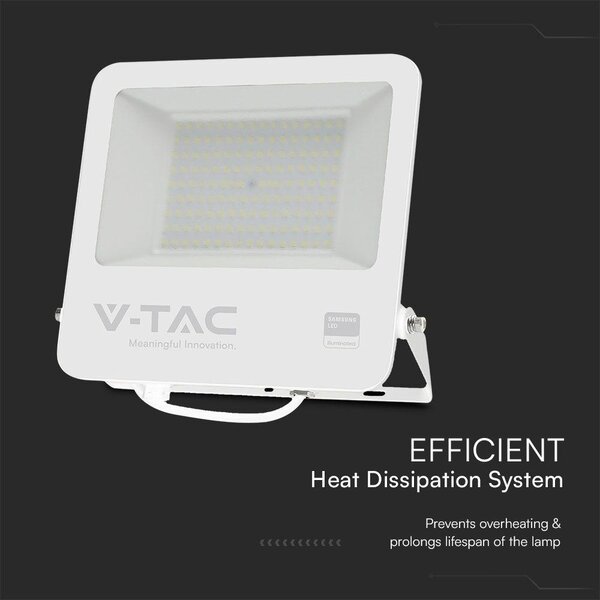 V-TAC LED reflektor 100W, hideg fehér, fehér házzal - SKU 23443