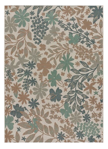 Floral bézs-zöld kültéri szőnyeg, 155 x 230 cm - Universal
