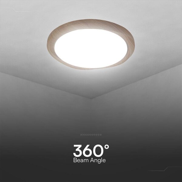 V-TAC Cyclone 60W mennyezeti LED lámpa, változtatható szinhőmérséklettel, fa hatású búra - SKU 23586