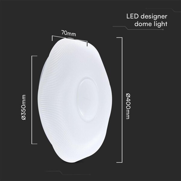 V-TAC 40W mennyezeti LED lámpa Szilvavirág búrával, változtatható szinhőmérséklettel - SKU 23587