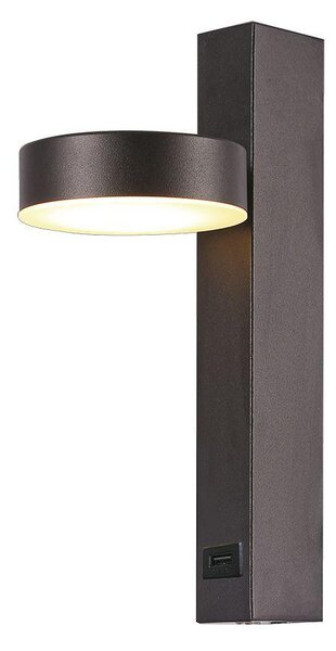 V-TAC fali LED lámpa, USB töltővel, akril fekete, meleg fehér - SKU 23405