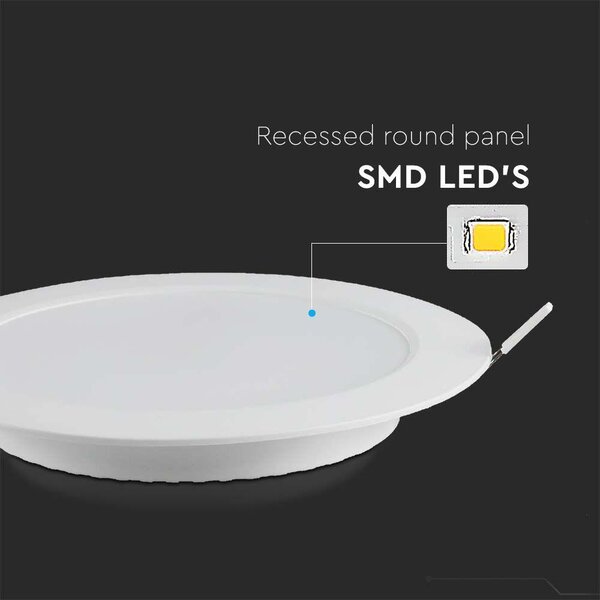 V-TAC PRO süllyeszthető, műanyag IP20, kerek LED panel 3W, meleg fehér - SKU 78551