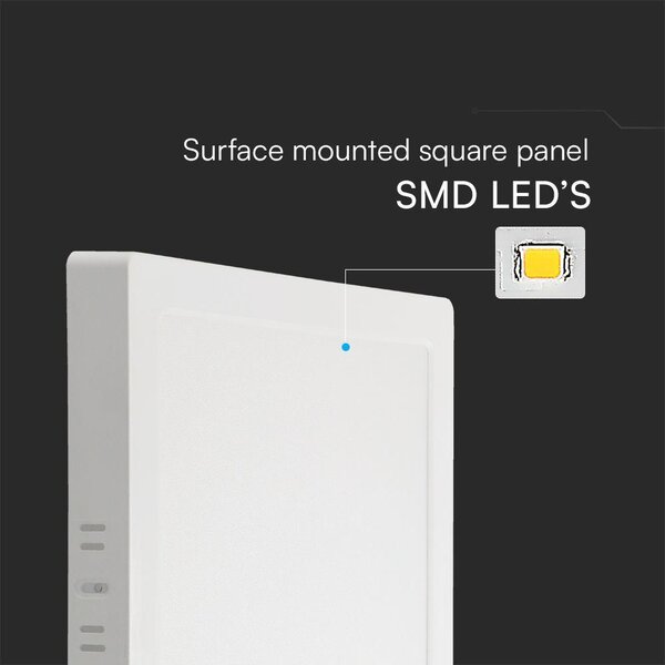 V-TAC PRO felületre szerelhető, műanyag IP20, négyzet LED panel 6W, hideg fehér - SKU 104941