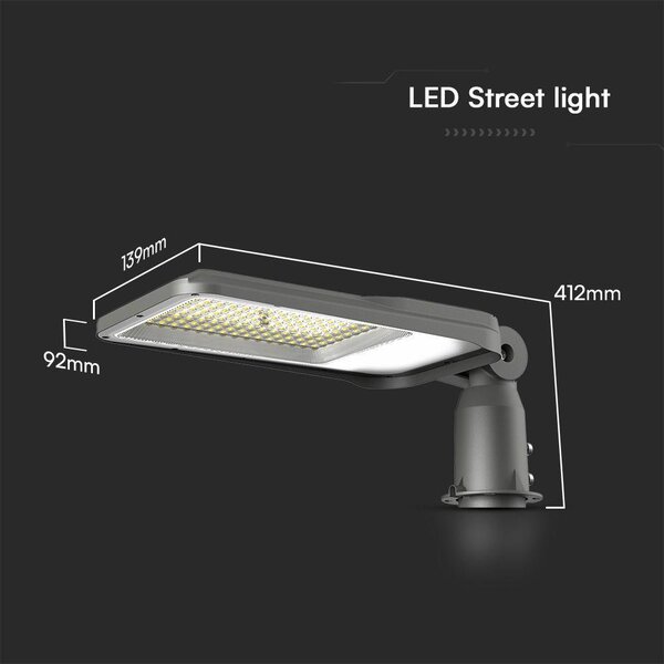 V-TAC RLE utcai LED lámpa, térvilágító ledes lámpatest 50W, PC búra, hideg fehér - SKU 23619