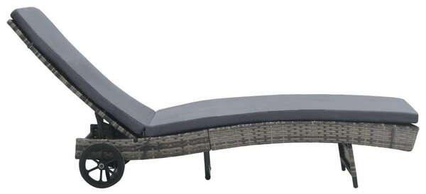 Polyrattan Napozóágy - Antracitszürke - 199x60cm
