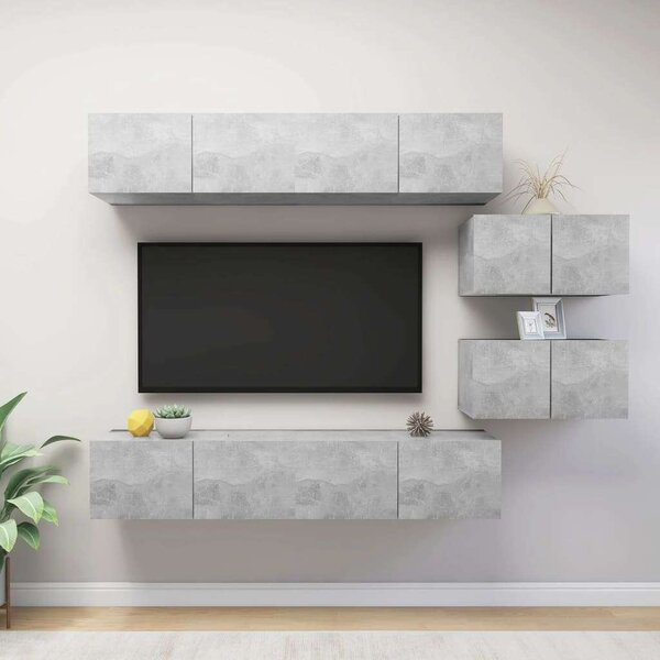 VidaXL 6 részes betonszürke forgácslap TV-szekrényszett