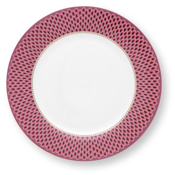 Pip Studio - Flower Festival Scallop - sötét rózsaszín porcelantál - 26,5 cm