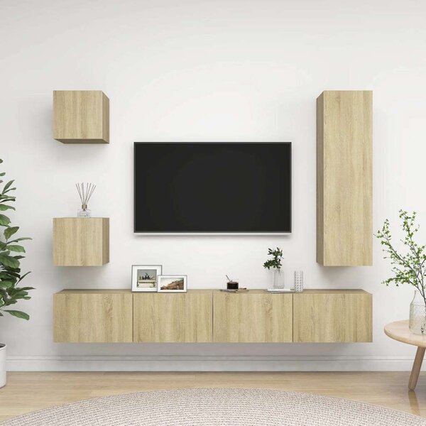 VidaXL Falra Szerelhető TV Szekrény Szett - Sonoma Tölgy - 5 részes