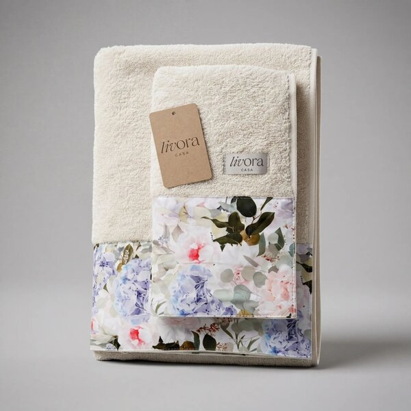 Livora Creme Blossom törölköző 50x100 cm - 450g/m2
