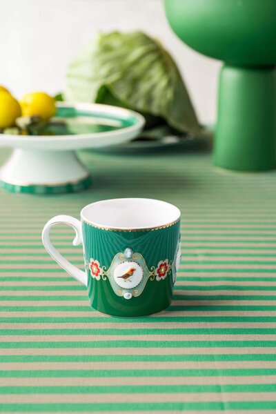 Szett/2 Bögre kicsi Love Birds Medallion smaragd-zöld