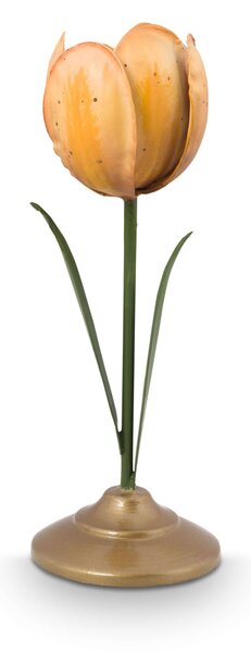 Gyertyatartó fém tulipán sárga 21cm