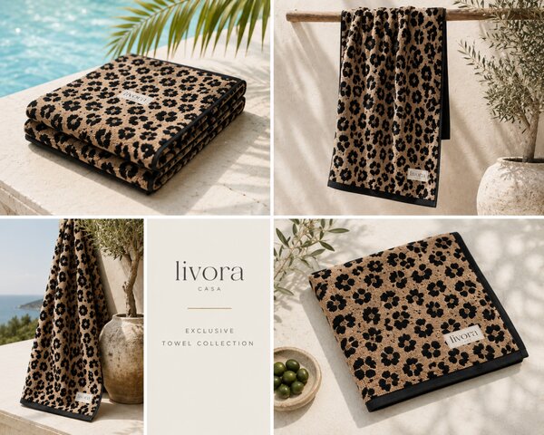 Livora Noir Bloom Törölköző 50x100 cm - 500 g/m² - Exklúziv minőség