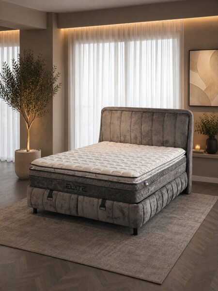 Livora Elite Ágyneműtartós Ágykeret és 7 Zónás Táskarugós Matrac Szett - 160x200x31 cm - Comfort Párnás Táskarugós Matrac