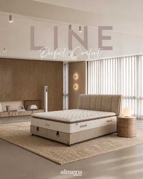 Livora Line Ágyneműtartós Ágykeret és 7 Zónás Táskarugós Matrac Szett - 160x200x34 cm - Comfort Párnás Táskarugós Matrac