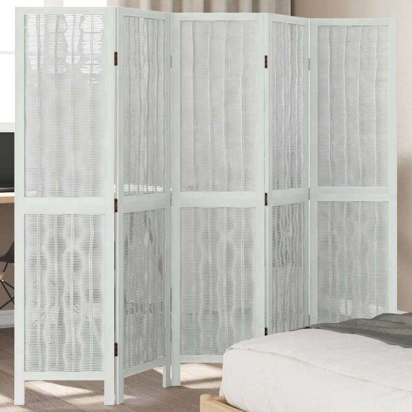 VidaXL 5 Paneles Fehér Tömörfa Térelválasztó - 175x160 cm