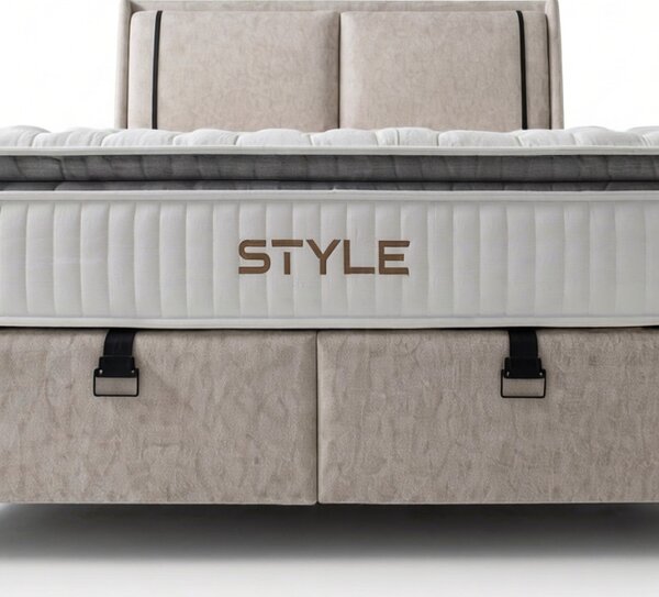 Livora Style Ágyneműtartós Ágykeret és 7 Zónás Táskarugós Matrac Szett - 160x200x33 cm - Comfort Párnás H4 Táskarugós Matrac