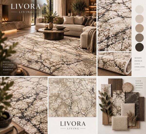 Livora Toscana Beige Mintás Szőnyeg - 60x110 cm - Toscana 4695B