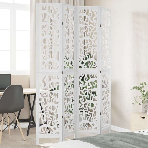 Fa Térelválasztó - 4 Panel - Fehér - 140x220 cm