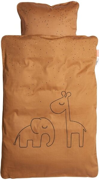 Mustársárga gyermek pamut ágynemű Done by Deer Dreamy Dots junior, 100 x 130 cm, 100 x 130 cm