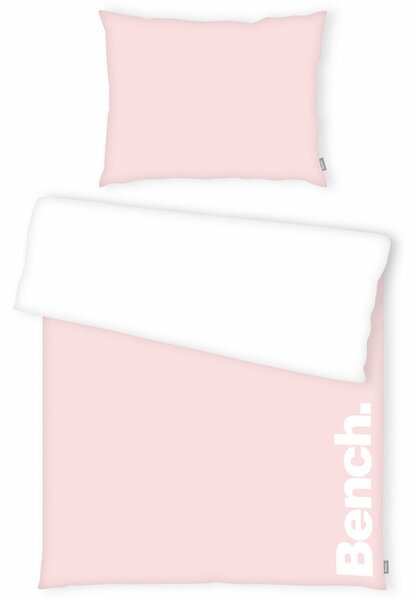 Bench pamut ágyneműhuzat fehér rózsaszín, 140 x 200 cm, 70 x 90 cm
