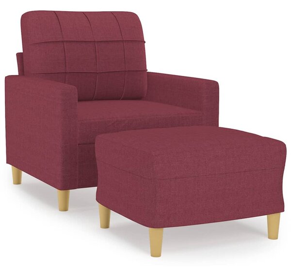 Bordó szövet kanapéfotel lábtartóval 60 cm