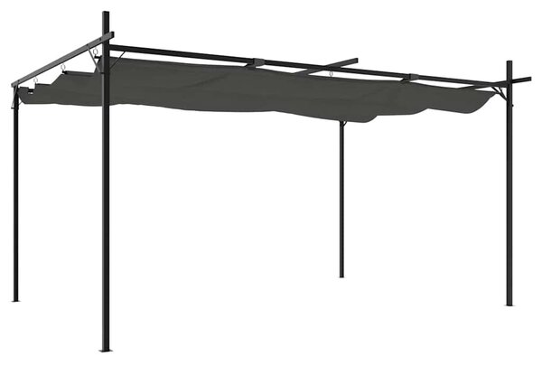 Antracitszürke pergola behúzható tetővel 395 x 292 x 230 cm