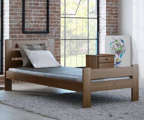 AMI bútorok Fenyőfa ágy Neli 90x200 cm, tölgy színben