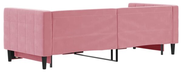 Rózsaszín kihúzható bársony heverő 80 x 200 cm