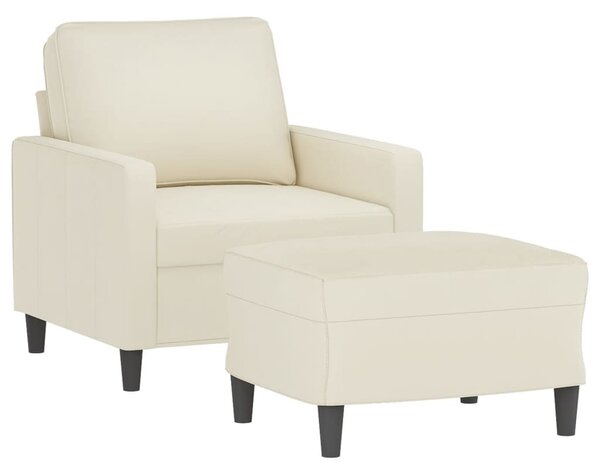VidaXL krémszínű bársony kanapéfotel lábtartóval 60 cm