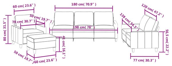 4 részes cappuccino műbőr ülőgarnitúra párnákkal