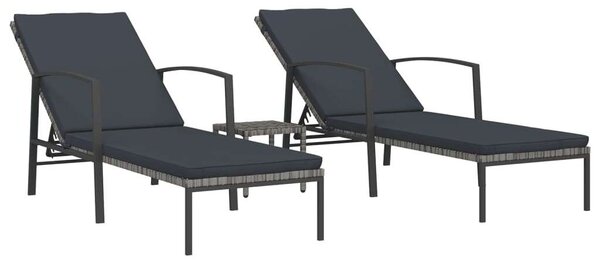 Polyrattan Napozóágy Szett - 2 db - Szürke