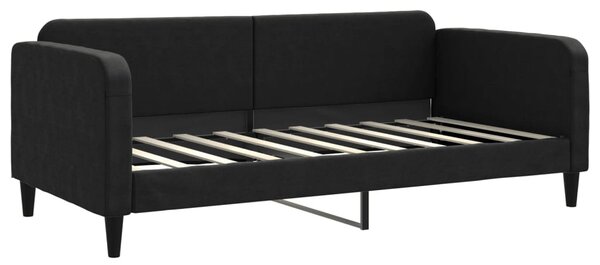 Fekete kihúzható szövet heverő matracokkal 90 x 190 cm