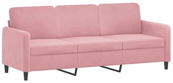 3 személyes rózsaszín bársonykanapé lábtartóval 180 cm