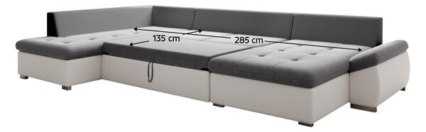Széthúzható ülőgarnitúra Matras (soro 93 + fehér öko-bőr) (B)