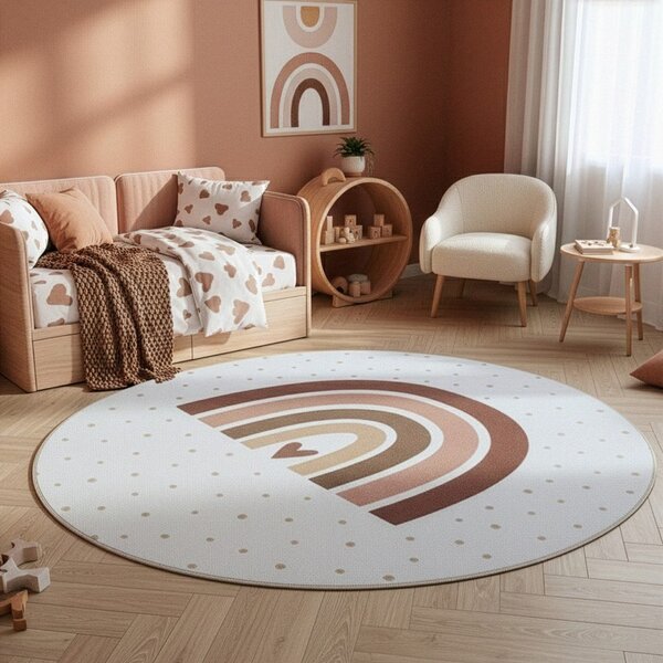 Krémszínű mosható gyerek szőnyeg ø120 cm Coco 1132 – Ayyildiz Carpets