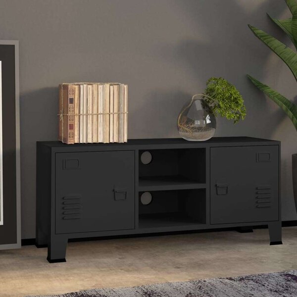VidaXL fekete fém ipari stílusú TV-szekrény 105 x 35 x 42 cm