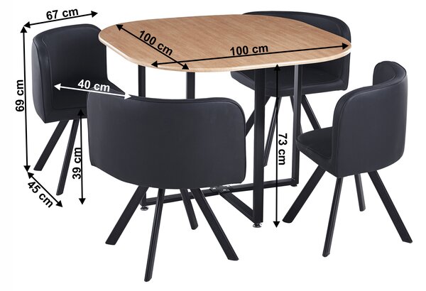 Étkező szett Brianite (4 fő részére) (tölgy + fekete)