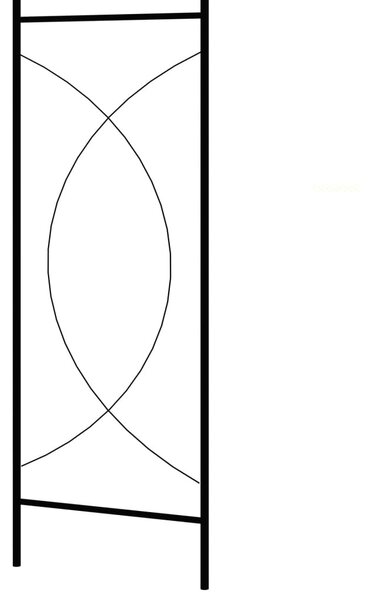 Fekete vas kerti boltív kapuval 150 x 34 x 240 cm