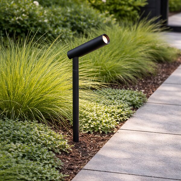 Modern leszúrható spotlámpa 12V fekete 10 cm LED-del IP65 - Voltaire Lino