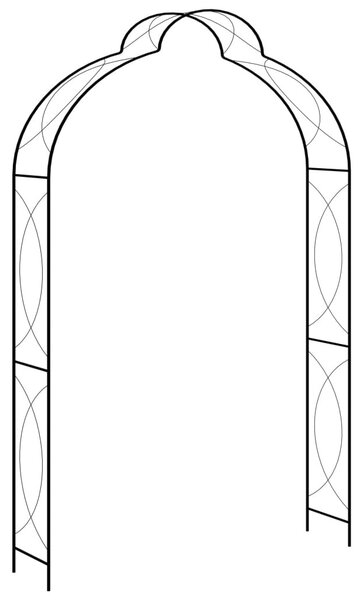 Fekete vas kerti boltív kapuval 150 x 34 x 240 cm