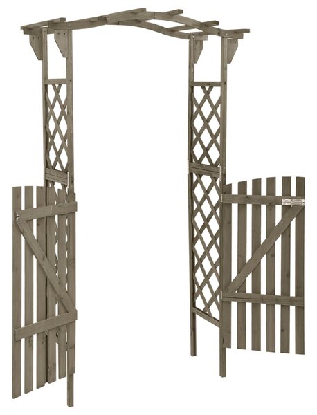 Szürke tömör fenyőfa pergola kapuval 116 x 40 x 204 cm