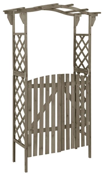 Szürke tömör fenyőfa pergola kapuval 116 x 40 x 204 cm