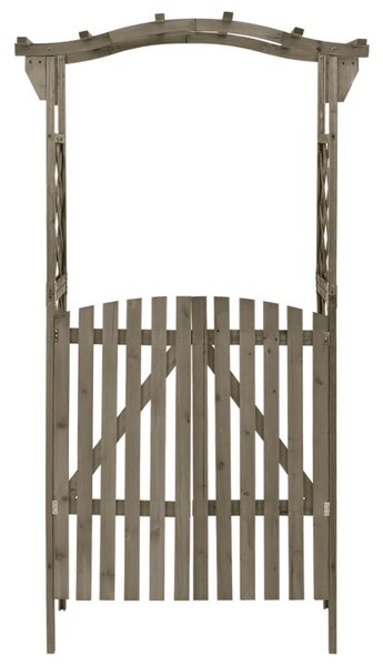 Szürke tömör fenyőfa pergola kapuval 116 x 40 x 204 cm