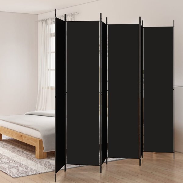 6 paneles fekete szövet térelválasztó 300x220 cm
