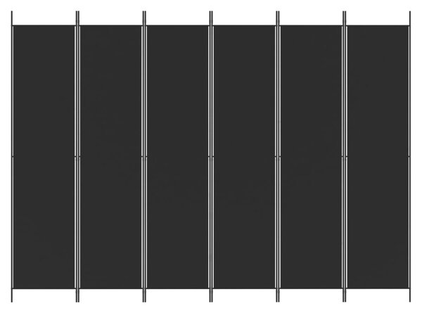 6 paneles fekete szövet térelválasztó 300x220 cm