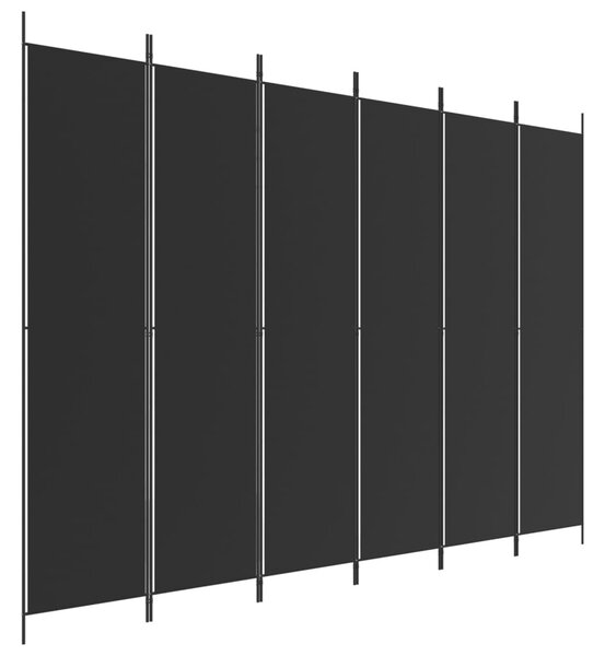 6 paneles fekete szövet térelválasztó 300x220 cm